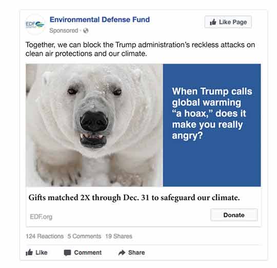 Environmental Defense Fund Facebook Ad, concept 3