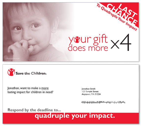 Save the Children matching campaign outer envelopes