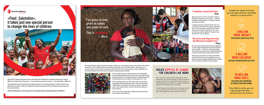 Save the Children Country brochure and Write to Your Child Insert